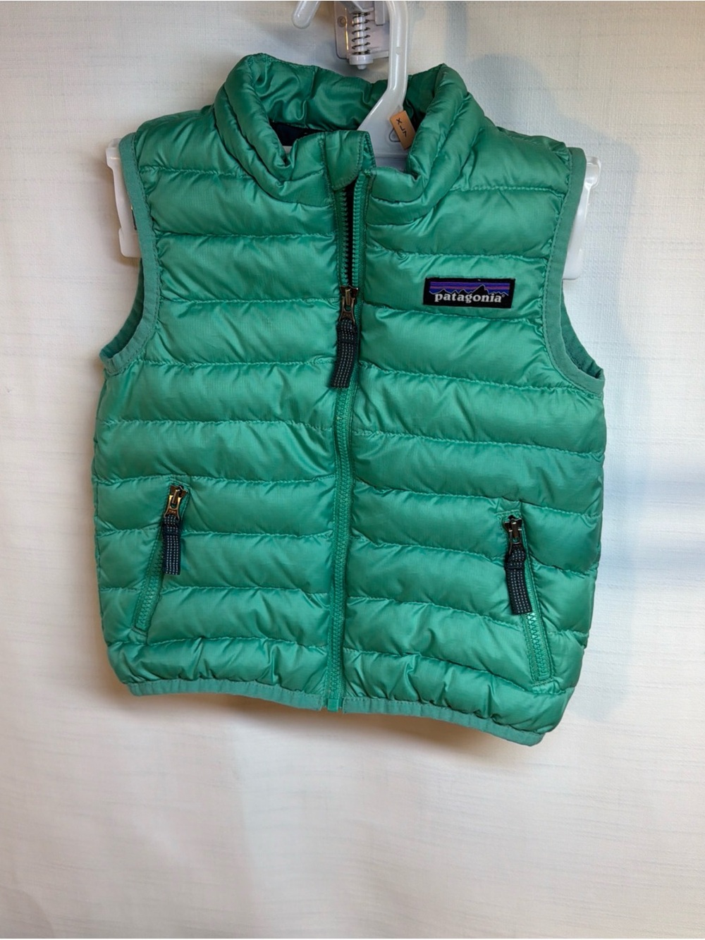 Patagonia Baby Down Sweater Vest Full Zip Puffer Green Sz 12-18 Months